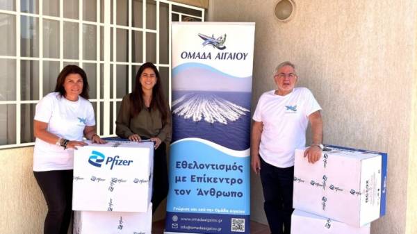 &Gamma;&iota;&alpha; 10&eta; &chi;&rho;&omicron;&nu;&iota;ά &eta; Pfizer Hellas &delta;ί&pi;&lambda;&alpha; &sigma;&tau;&eta;&nu; &Omicron;&mu;ά&delta;&alpha; &Alpha;&iota;&gamma;&alpha;ί&omicron;&upsilon; &upsilon;&pi;&omicron;&sigma;&tau;&eta;&rho;ί&zeta;&omicron;&nu;&tau;&alpha;&sigmaf; &tau;&omicron;&nu; 29&omicron; &Delta;&iota;ά&pi;&lambda;&omicron;&upsilon;