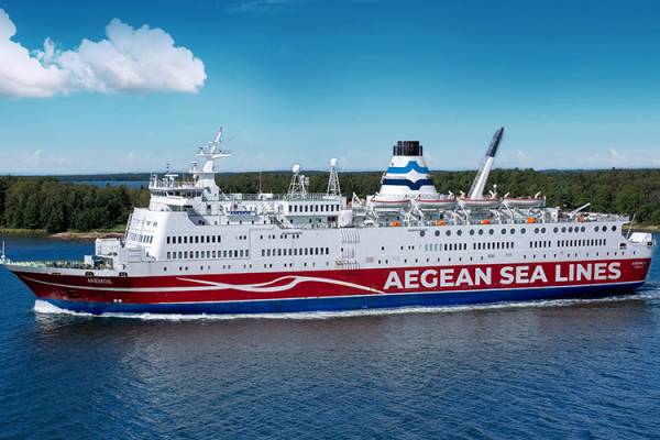 Aegean Sea Lines: Έ&nu;&alpha;&rho;&xi;&eta; &tau;&omega;&nu; &delta;&rho;&omicron;&mu;&omicron;&lambda;&omicron;&gamma;ί&omega;&nu; &sigma;&tau;&eta; &gamma;&rho;&alpha;&mu;&mu;ή &Lambda;&alpha;ύ&rho;&iota;&omicron; - Ά&gamma;&iota;&omicron;&sigmaf; &Epsilon;&upsilon;&sigma;&tau;&rho;ά&tau;&iota;&omicron;&sigmaf; - &Lambda;ή&mu;&nu;&omicron;&sigmaf; - &Kappa;&alpha;&beta;ά&lambda;&alpha;